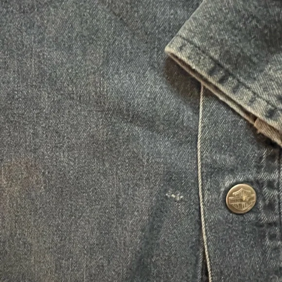 Vintage Harley Davidson 1990’s Denim Shirt Original Harley Metal Grommet Button - Picture 5 of 7